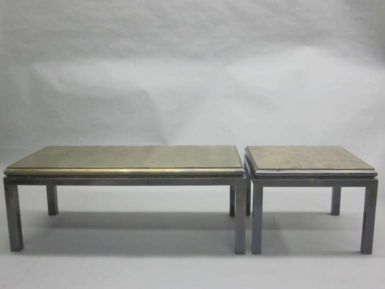 Set of 2 French Gilt 'Verre Églomisé' Coffee Tables by Guy Lefevre for Jansen In Good Condition For Sale In New York, NY