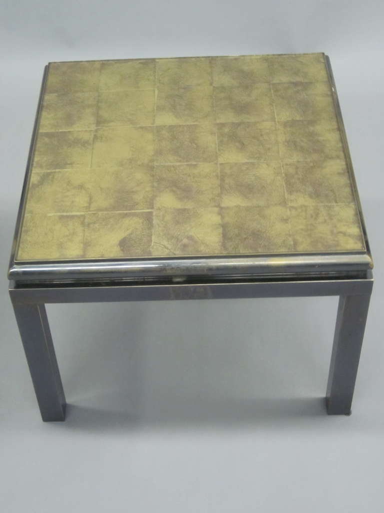 Set of 2 French Gilt 'Verre Églomisé' Coffee Tables by Guy Lefevre for Jansen For Sale 4