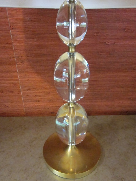 2 Pairs of Italian Mid-Century Modern Style Brass and Crystal Sphere Table Lamps 2