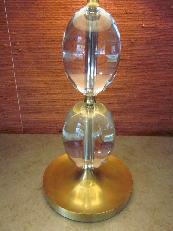 2 Pairs of Italian Mid-Century Modern Style Brass and Crystal Sphere Table Lamps 3