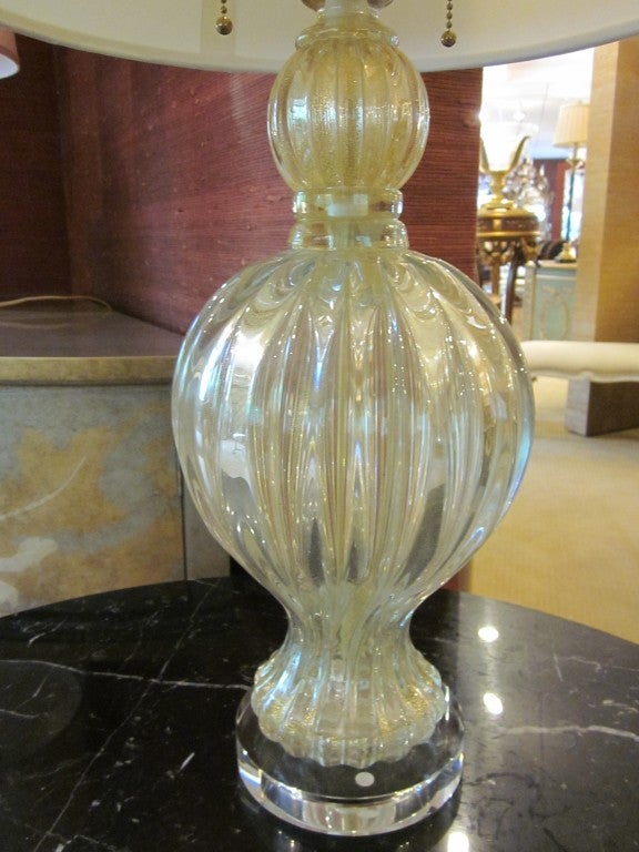 Pair of Murano / Venetian Glass Table Lamps Attributed to Barovier e Toso In Excellent Condition In New York, NY