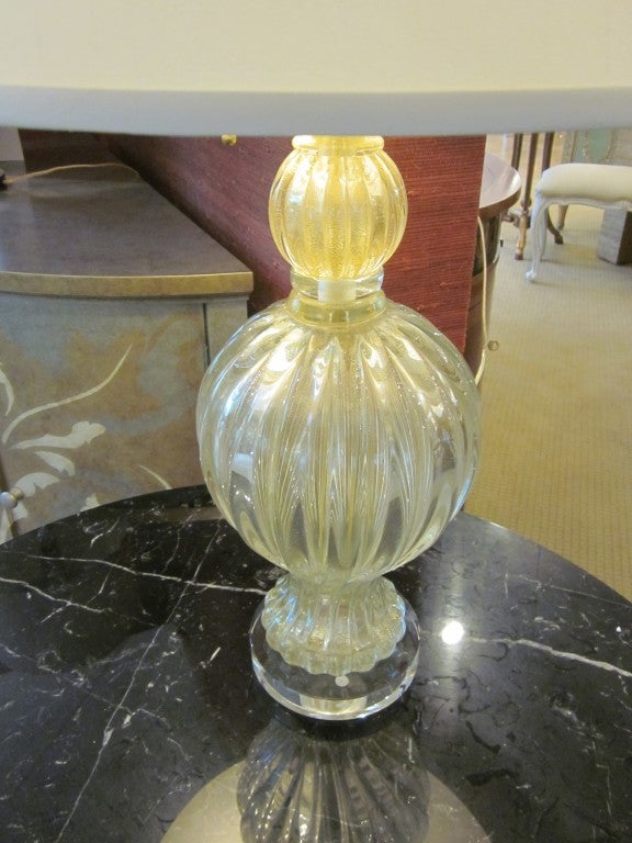 20th Century Pair of Murano / Venetian Glass Table Lamps Attributed to Barovier e Toso