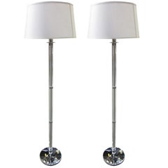 1 Solid Crystal and Silver Plated Floor Lamp attributed to Baccarat