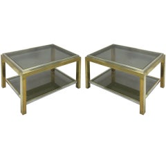 Pair of French Double Level End Tables by Willy Rizzo for Maison Charles 8