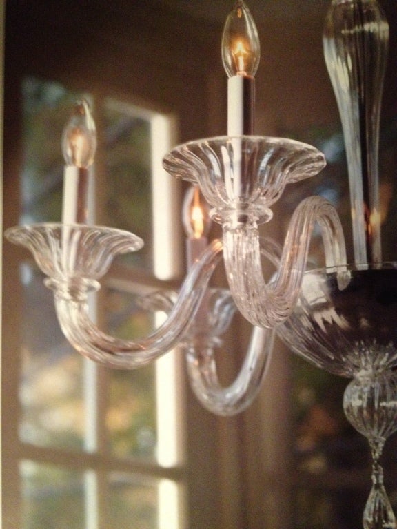 XX secolo 2 lampadari italiani in vetro trasparente di Murano / Venezia nello stile di Venini in vendita