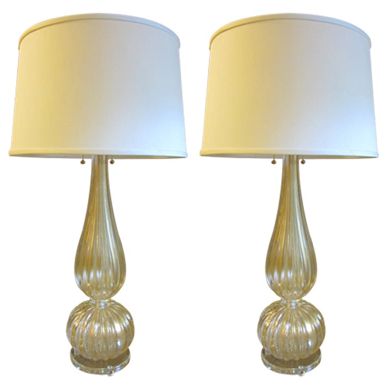 Pair Large Hand N Murano Venetian, Venetian Glass Table Lamps