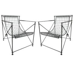 Pair Mid-Century Hand-Forged Lounge Chairs by Galerie Maison et Jardin, Paris