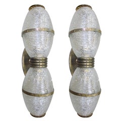 Pair of Large Mid-Century Modern Murano / Venetian Blown Glass Wall Sconces