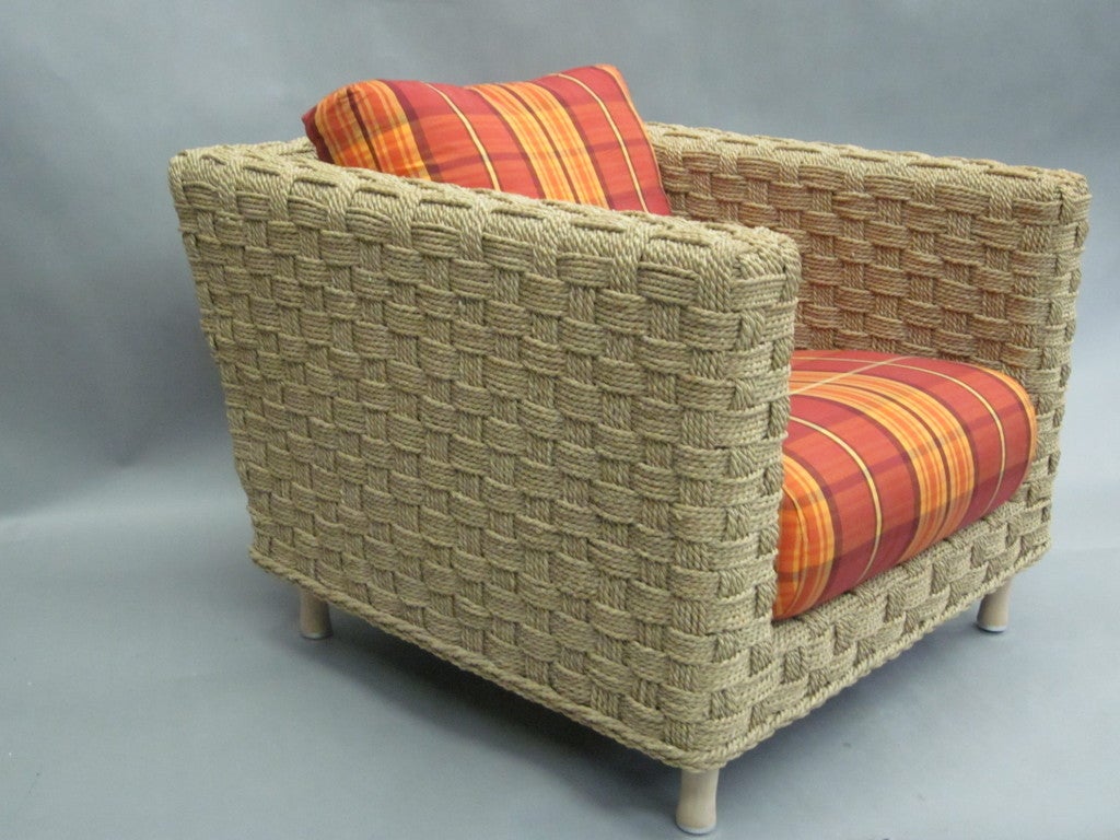 French Mid-Century Modern Rope Sofa Attributed to Adrien Audoux and Frida Minet 4