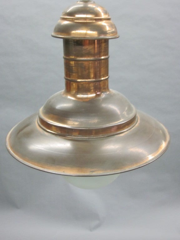 Mid-20th Century French Mid-Century Modern Copper Marine Industrial Flush Mount or Pendant, 1930