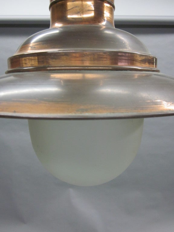 French Mid-Century Modern Copper Marine Industrial Flush Mount or Pendant, 1930 2