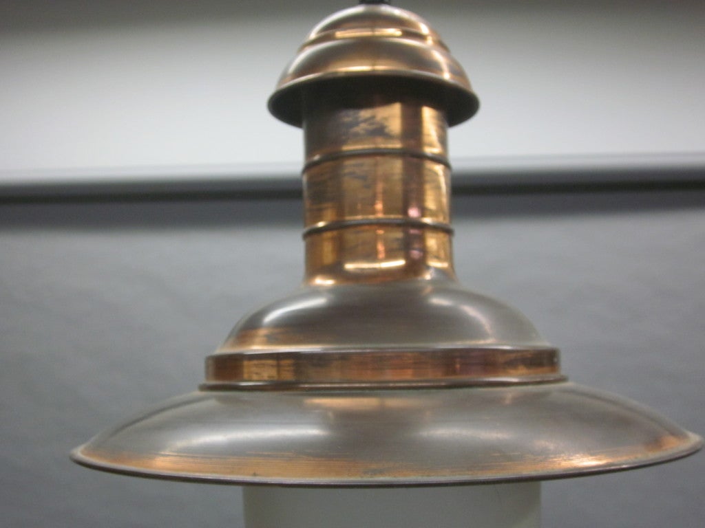 French Mid-Century Modern Copper Marine Industrial Flush Mount or Pendant, 1930 3