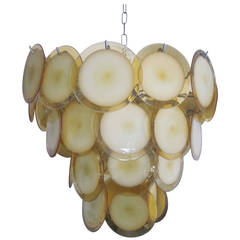 Large Mid-Century Modern Murano Glass Disc Chandelier or Pendant by Vistosi 12
