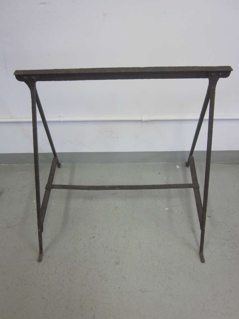 Modern French Hammered Iron Desk/ Sofa Table Base, Giacometti & Jean-Michel Frank, 1930