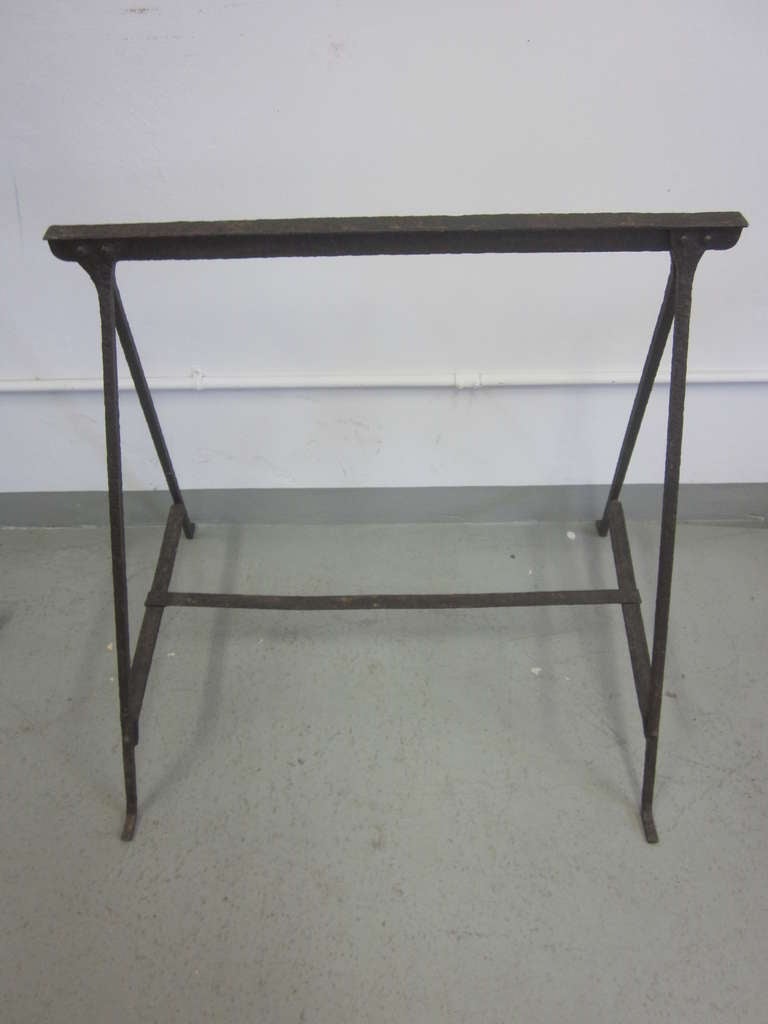 Modern French Hammered Iron Desk/ Sofa Table Base, Giacometti & Jean-Michel Frank, 1930 For Sale