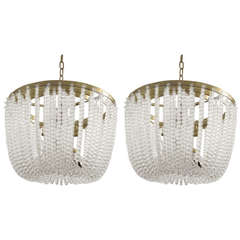 2 Sober French, 1930s Style, Beaded Crystal Chandeliers