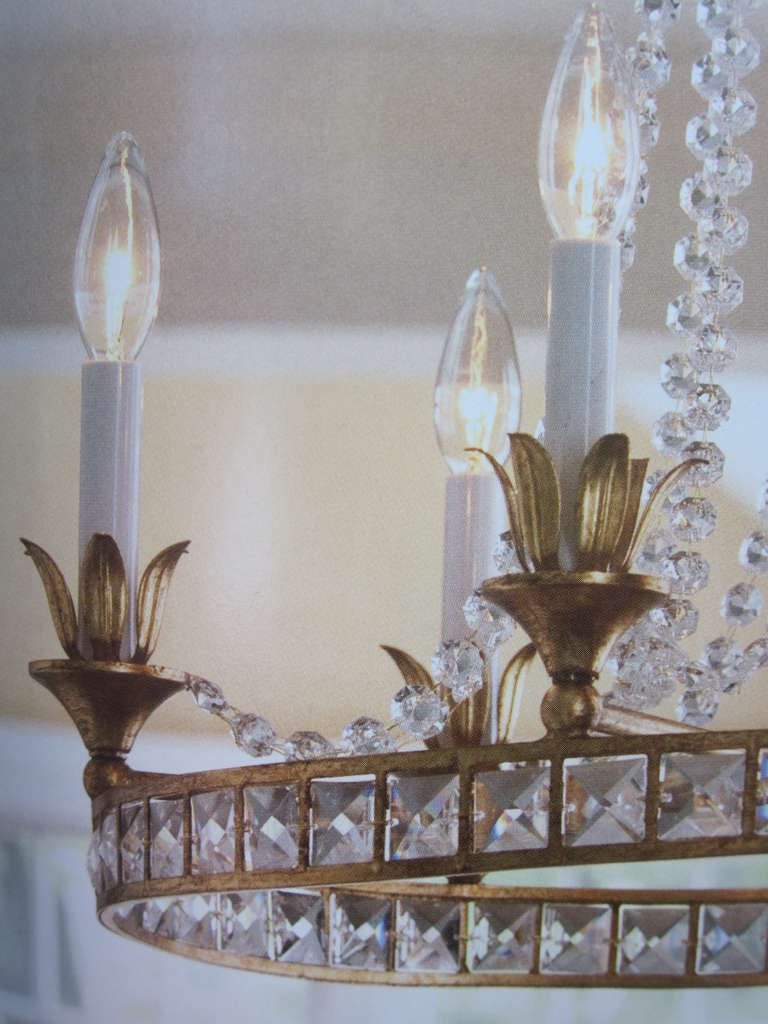 Italian 2 French Modern Neoclassical Louis XVI Style Crystal Chandeliers, Maison Jansen