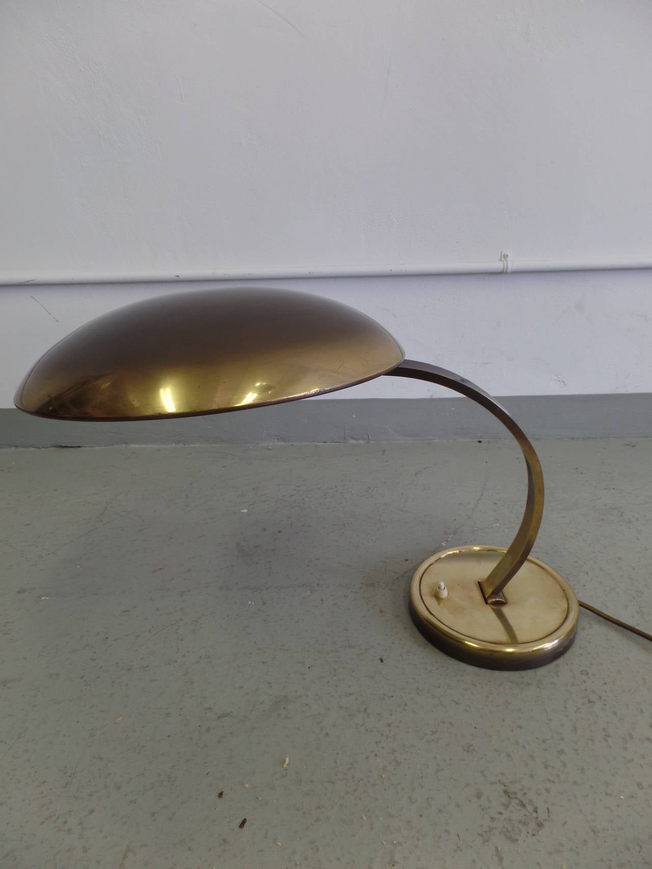 Mid-20th Century German Mid-Century Modern Solid Brass Articulating 'Bauhaus' Desk Lamp  For Sale