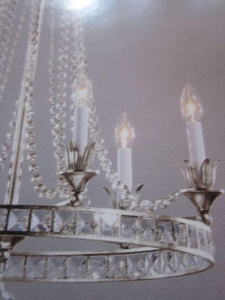 Italian French Modern Neoclassical Nickel and Crystal Chandelier, Maison Jansen