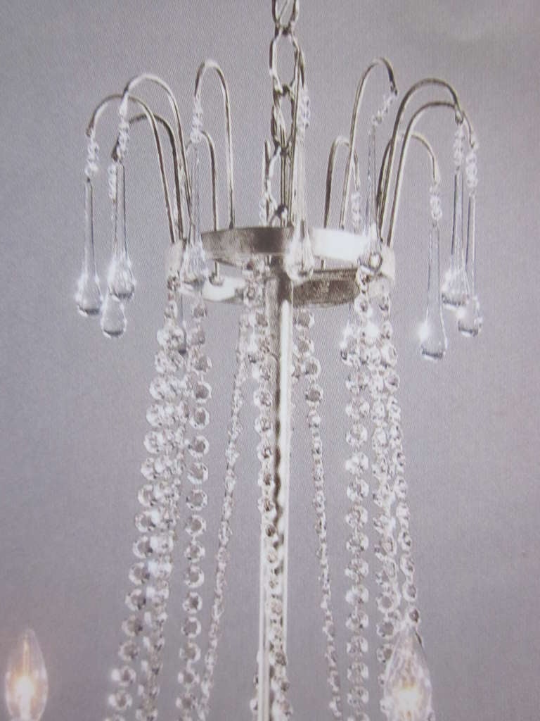 French Modern Neoclassical Nickel and Crystal Chandelier, Maison Jansen In Excellent Condition In New York, NY