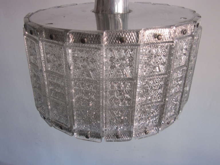 Austrian Mid-Century Modern Glass Pendant /Flush Mount Attributed to J.T. Kalmar For Sale 2