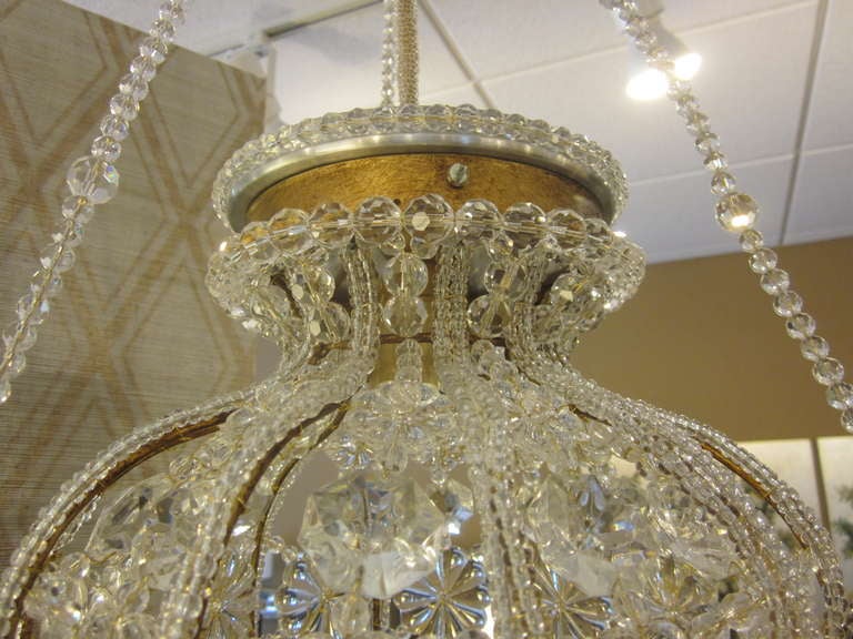 Brass Two Italian Modern Neoclassical Crystal Pendants or Chandeliers