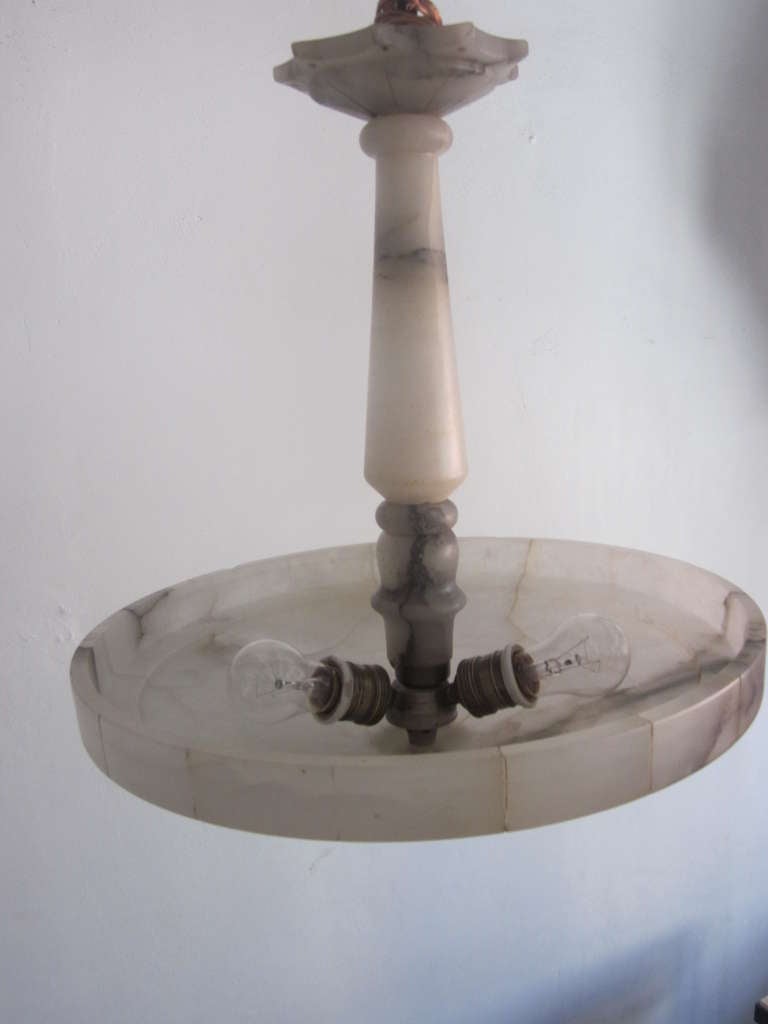 Italian Mid-Century Modern Neoclassical Alabaster Pendant or Chandelier 1