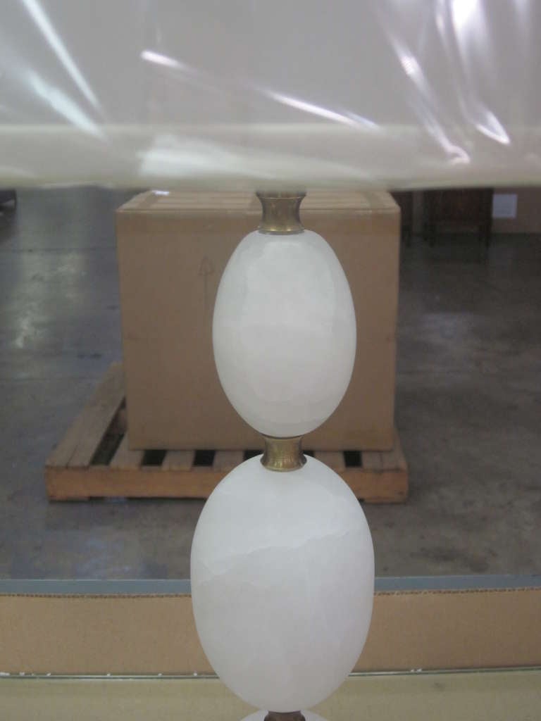 Four Italian Alabaster Table Lamps in the Form of Stacked Spheres In Excellent Condition In New York, NY