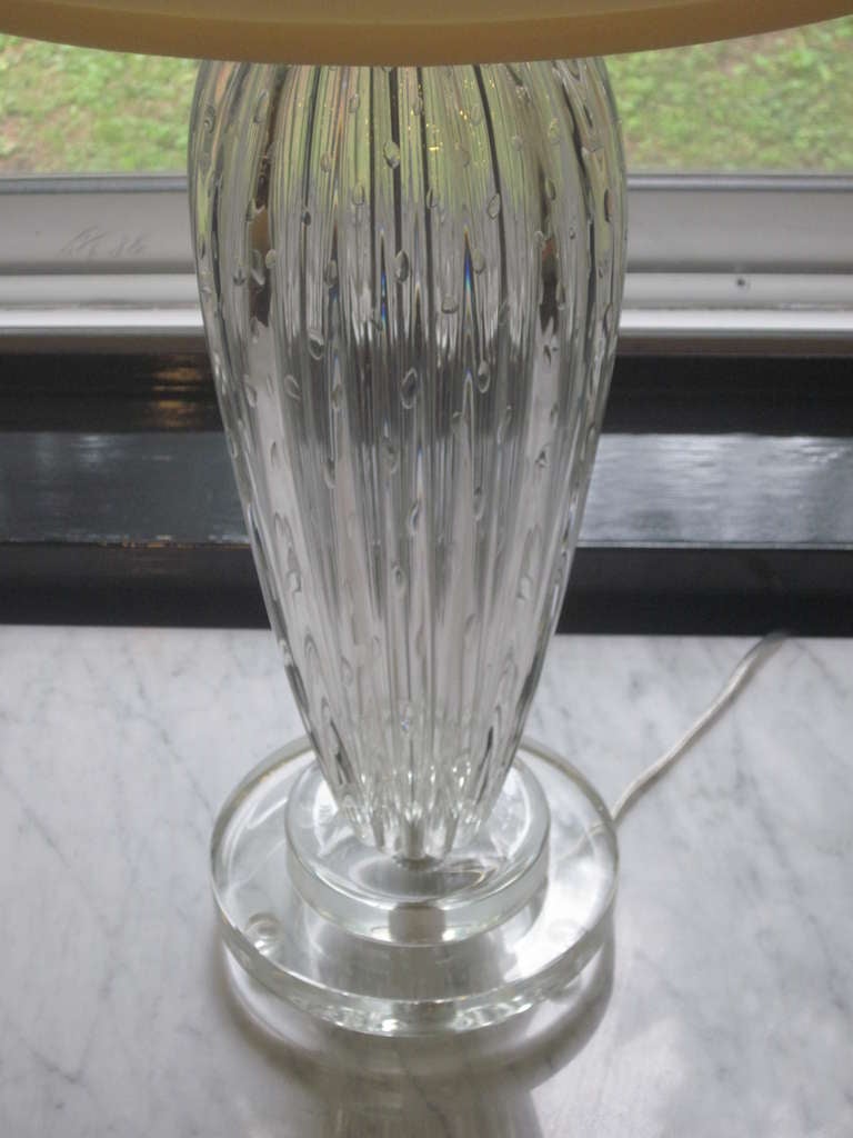 Late 20th Century Pair Mid-Century Modern Style Murano /Venetian Glass Table Lamps, Attr. Barovier
