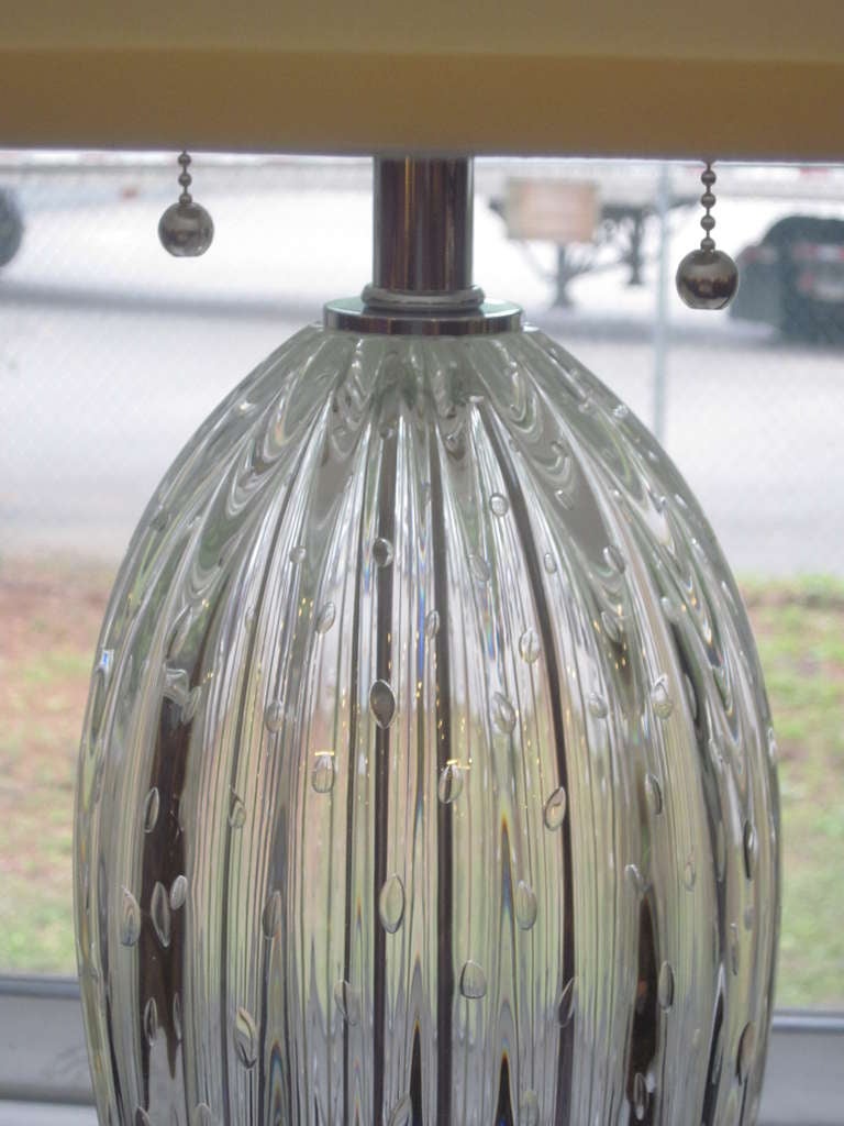 Pair Mid-Century Modern Style Murano /Venetian Glass Table Lamps, Attr. Barovier 1