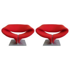 Pair of French Ribbon Chairs by Pierre Paulin for Artifort