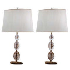 Four Italian Solid Crystal Sphere Table Lamps 2
