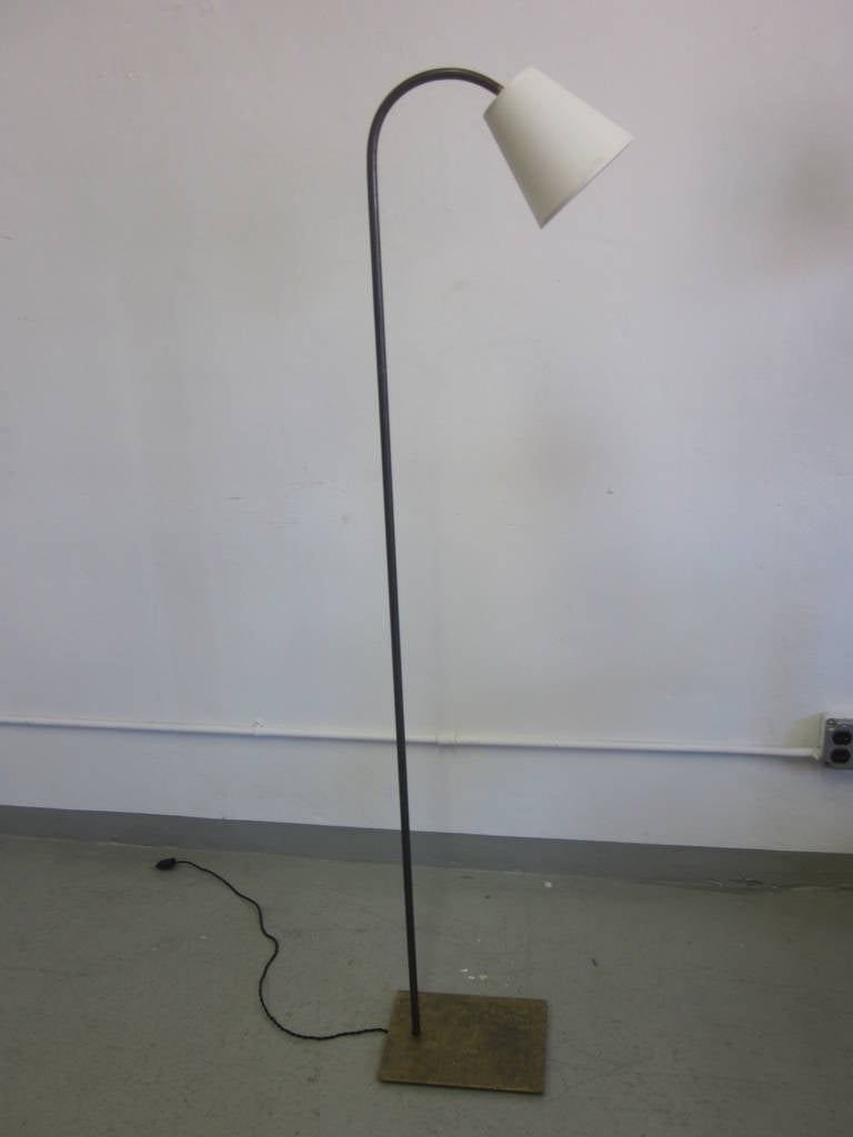 Mid-Century Modern Pair of French 50's, Partially Gilt Floor Lamps