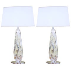 Four Handblown Clear Murano Glass Table Lamps 10