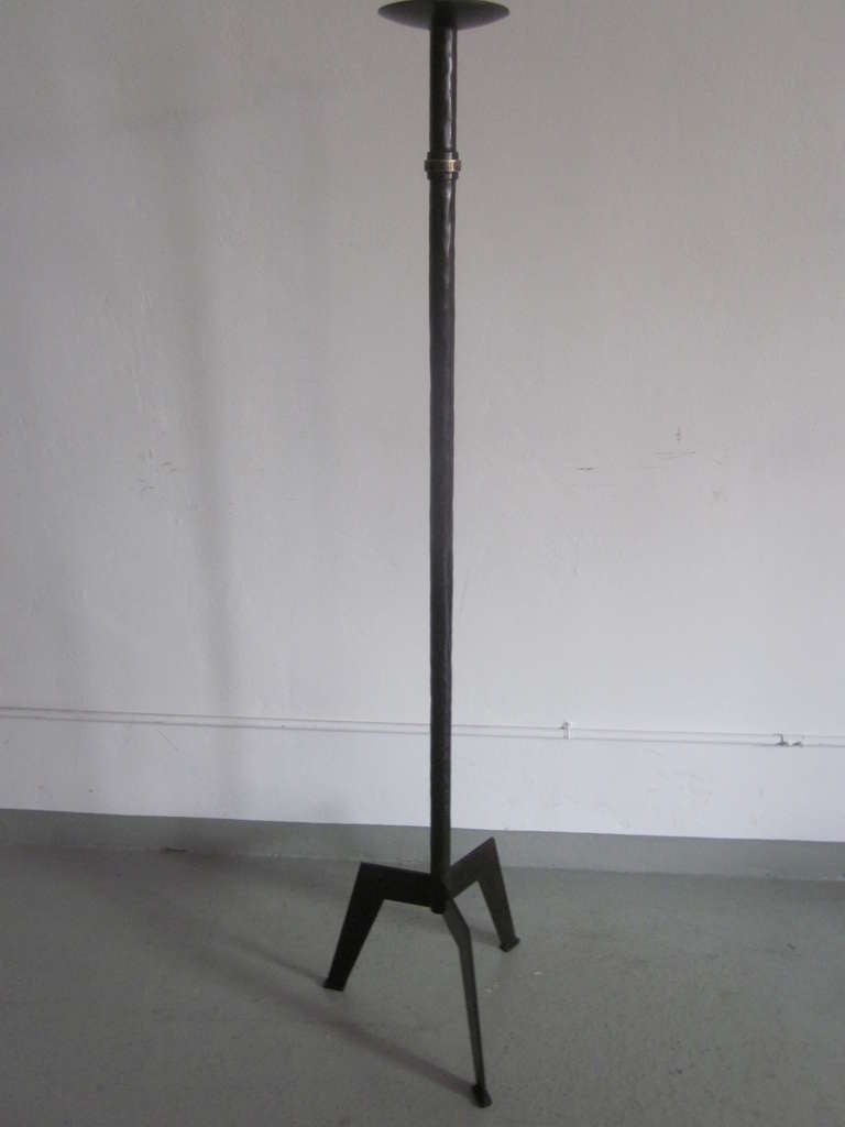 Mid-Century Modern Pair of French, 1940s Style Wrought Iron Standing Lamps For Sale