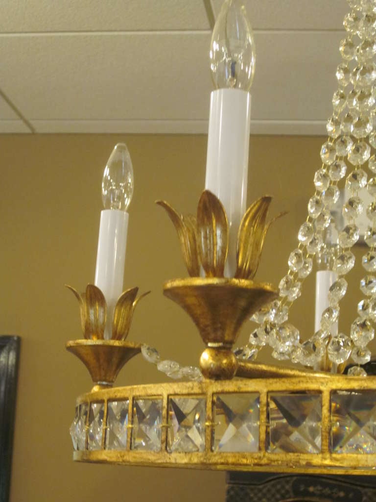 20th Century 2 French Modern Neoclassical Louis XVI Style Crystal Chandeliers, Maison Jansen