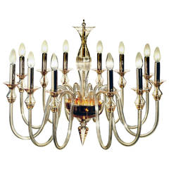 Amber Murano Glass Twelve-Arm Chandelier 8