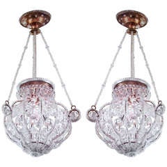 Two Italian Modern Neoclassical Crystal Pendants or Chandeliers 9