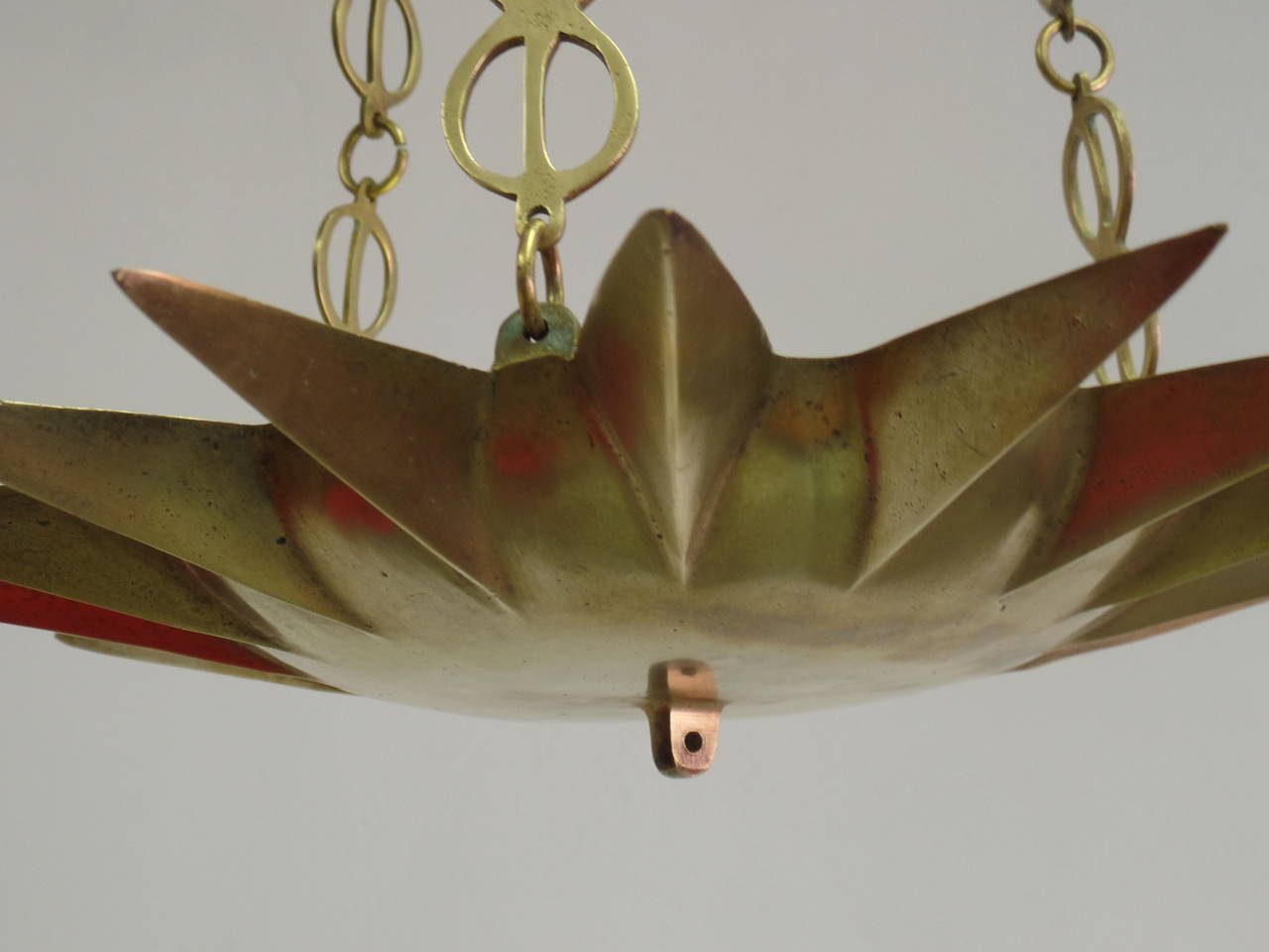Brass French Mid-Century Modern Neoclassical Gilt Bronze Sunburst Pendant / Chandelier