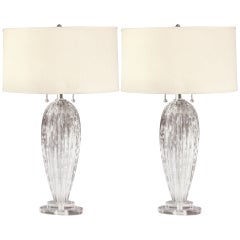 Pair Mid-Century Modern Style Murano /Venetian Glass Table Lamps, Attr. Barovier