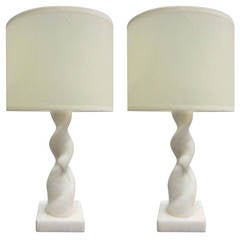 Pair of Italian Calicatta Marble Table Lamps Pair of Italian Calicatta Marble Table Lamps