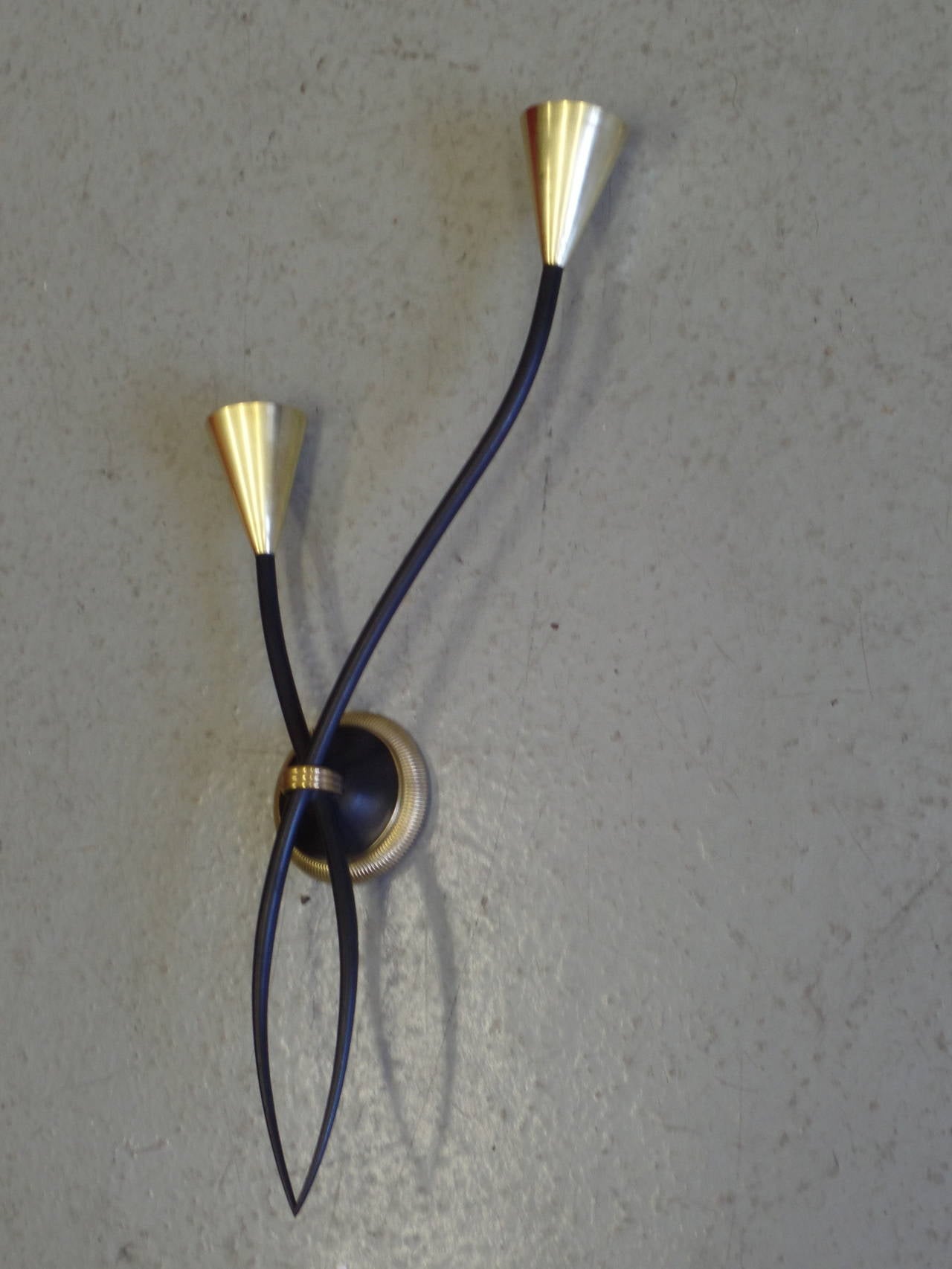 Mid-Century Modern Pair of Poetic French Mid-Century Sconces by Jean Royère