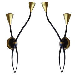 Pair of Poetic French Mid-Century Sconces by Jean Royère