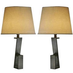 Pair of French Mid-Century "Z" Table Lamps in Manner of Jacques Quinet 1