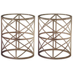 Pair of Italian Modern Neoclasical Silver Leafed Iron Side Tables 9