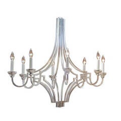 Silver Leafed French Wrought Iron Chandelier