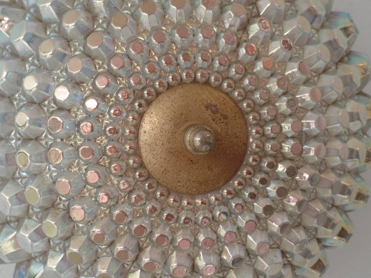 Austrian Mid-Century Modern Cut-Glass Flush Mount Fixture, Bakalowits & Sohne In Good Condition For Sale In New York, NY