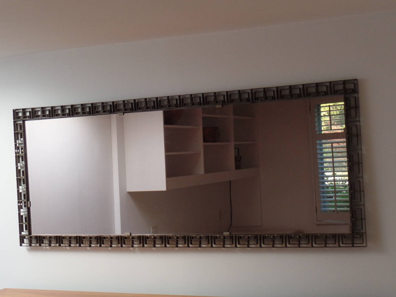 Large Italian Mid-Century Modern Neoclassical Bronze Filagree Mirror, Gio Ponti