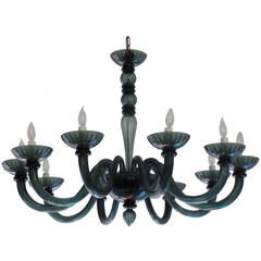 Smoked Italian Mid-Century Murano / Venetian Glass Chandelier in Manner Venini 7