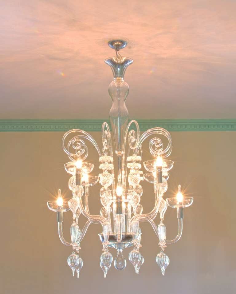 Clear Murano Glass Chandelier By Carlo Scarpa For Venini